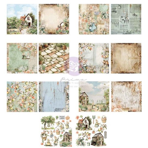 Prima - Homegrown 6×6 Paper Pad – 26 sheets – 6 double-sided designs x 4 sheets each + 2 cut-out sheets
