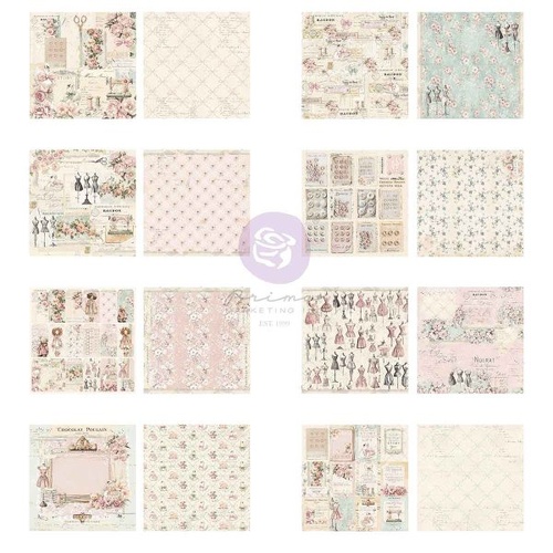 Prima - Buttons & Keepsakes 6×6 Paper Pad – 32 sheets – 8 double-sided designs x 4 sheets each