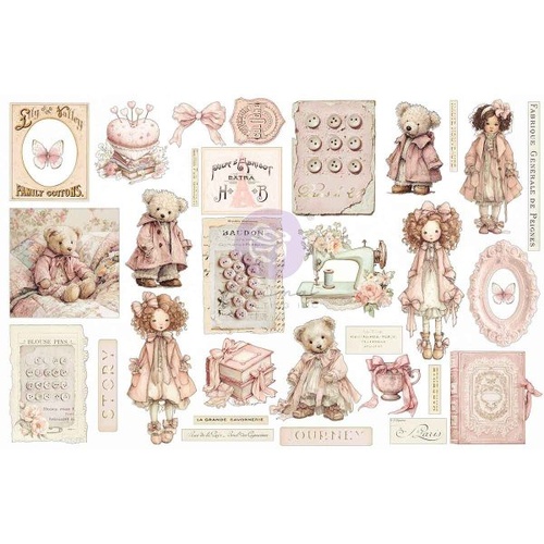 Prima - Buttons & Keepsakes - Ephemera – Stitched Clippings – 76 pcs w/ foil detail