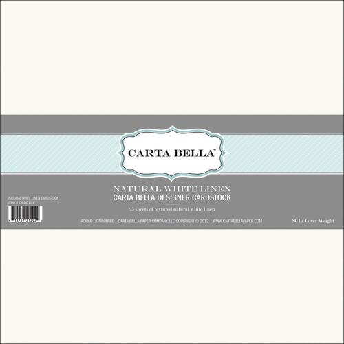 Carta Bella - 12x12 Designer Cardstock Pack - Natural White Linen (25 sheets)