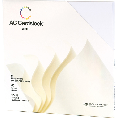 American Crafts -  Cardstock 12x12 Pack 60/Pkg - White