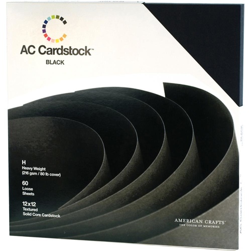 American Crafts - Cardstock 12x12 Pack 60/Pkg - Black