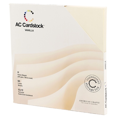 American Crafts - Cardstock 12x12 Pack 60/Pkg - Vanilla