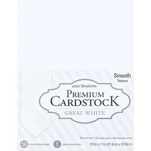 Core'dinations - Value Pack Smooth Cardstock 8.5"X11" 50/Pkg - Great White