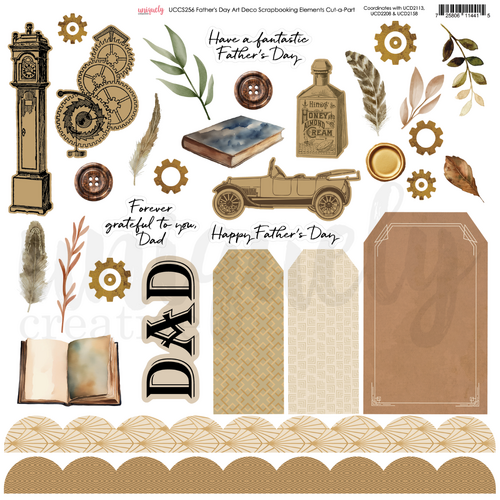 Uniquely Creative - Father's Day Art Deco Scrapbooking Elements Cut-a-Part Sheet