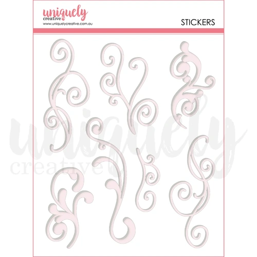 Uniquely Creative - White Flourish Puffy Stickers