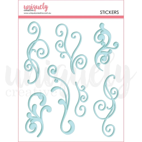 Uniquely Creative - Blue Flourish Puffy Stickers