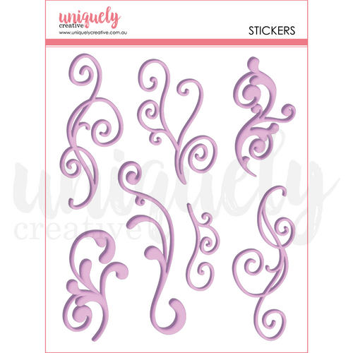 Uniquely Creative - Purple Flourish Puffy Stickers