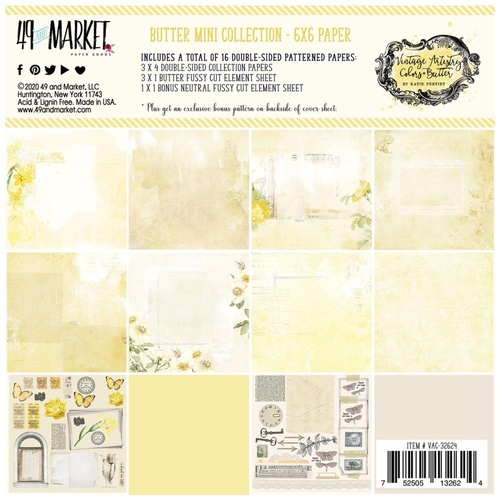 49 and Market - Vintage Artistry Butter - 6x6 Paper Collection