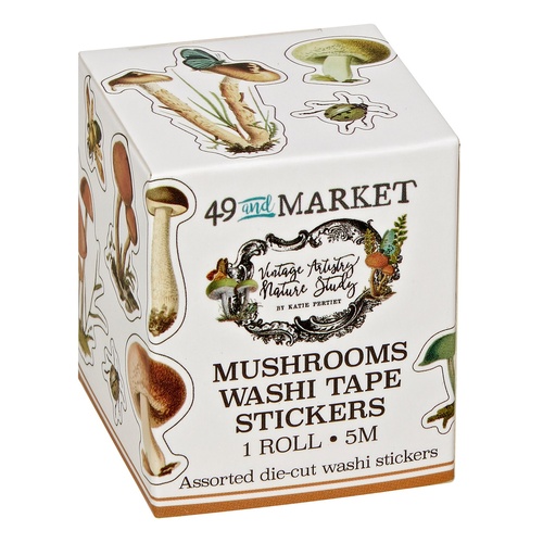 49 and Market - Vintage Artistry Nature Study Mushrooms - Washi Tape Stickers