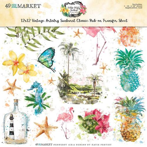 49 and Market - Vintage Artistry Sunburst Classic - Rub-Ons 12"x12"
