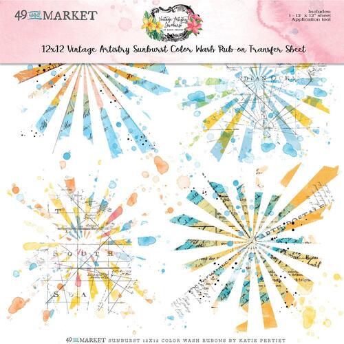 49 and Market - Vintage Artistry Sunburst Color Wash - Rub-Ons 12"x12"