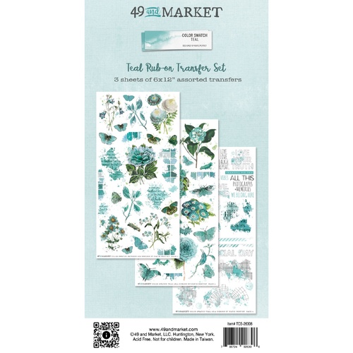 49 and Market - Color Swatch: Teal - Rub-Ons