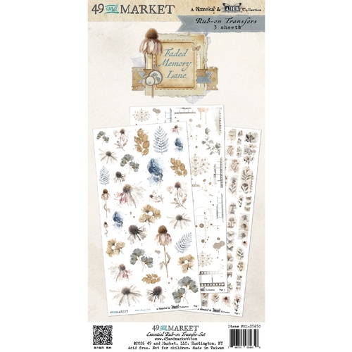 49 and Market - Faded Memory Lane - Essential Rub-On Transfers