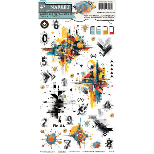 49 and Market - Level Up Gamer - Rub-On Transfer Set