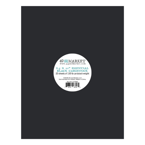 49 and Market - Essential Cardstock 8.5"X11" 20/Pkg - Black