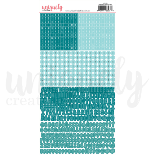 Uniquely Creative - Mixed Teal Alpha Stickers
