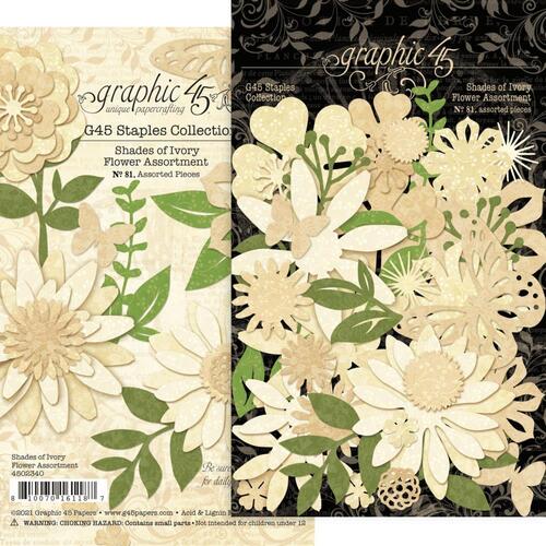 Graphic 45 - Staples - Flower Assortment - Shades of Ivory