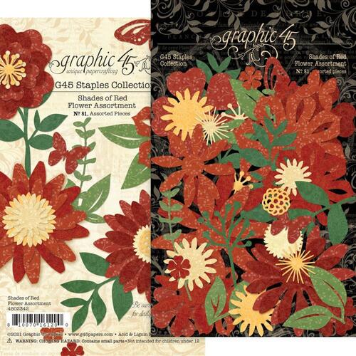 Graphic 45 - Staples - Flower Assortment - Shades of Red