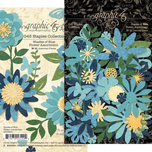 Graphic 45 - Staples - Flower Assortment - Shades of Blue