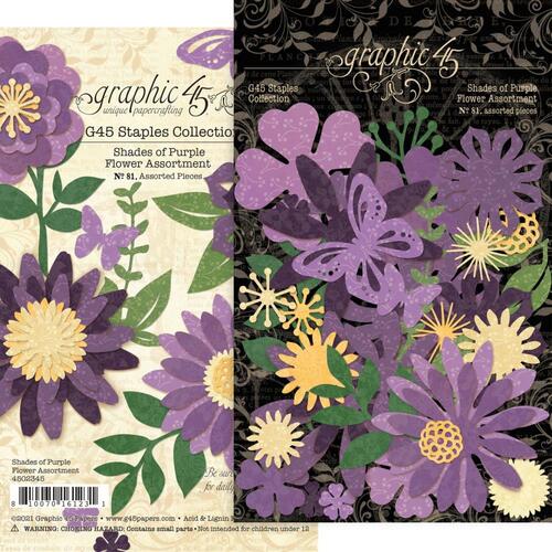 Graphic 45 - Staples - Flower Assortment - Shades of Purple