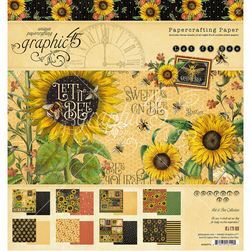 Graphic 45 - Let It Bee - 8x8 Paper Pad