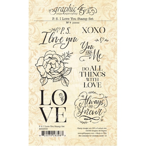 Graphic 45 - P.S. I Love You - Cling Stamp Set