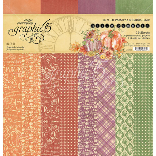 Graphic 45 - Hello Pumpkin - 12x12 Patterns & Solids Pack