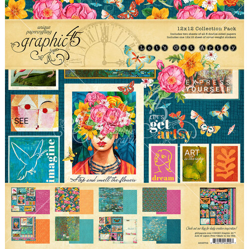 Graphic 45 - Let's Get Artsy - 12x12 Collection Pack with Stickers