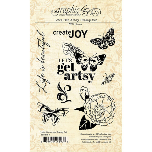 Graphic 45 - Let's Get Artsy - Cling Stamp Set