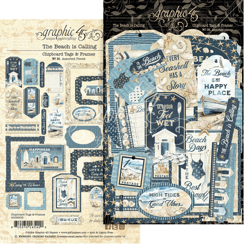 Graphic 45 - The Beach is Calling - Chipboard Tags & Frames