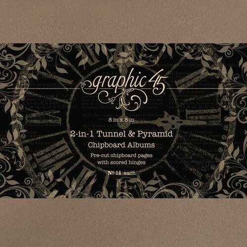 Graphic 45 - Staples - 2 in 1 Tunnel & Pyramid Chipboard 8″x8″ Albums