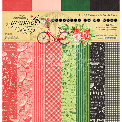 Graphic 45 - Sunshine on My Mind - 12x12 Patterns & Solids Pack