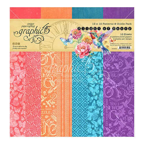 Graphic 45 - Flight of Fancy - 12x12 Patterns & Solids Pack