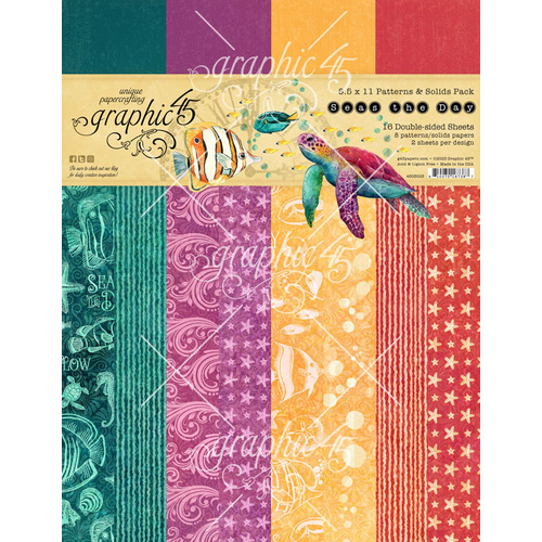 Graphic 45 - Seas the Day - 8.5x11 Patterns & Solids Pack