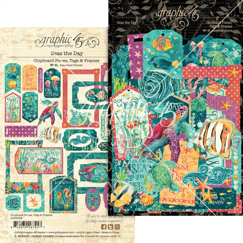 Graphic 45 - Seas the Day - Chipboard Tags & Frames