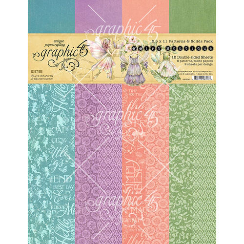 Graphic 45 - Fairy Boutique - 8.5x11 Patterns & Solids Pack