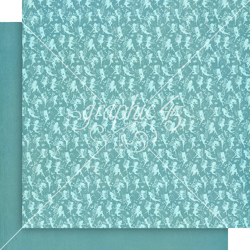 Graphic 45 - Fairy Boutique - Aero Blue Pattern & Solid Sheet