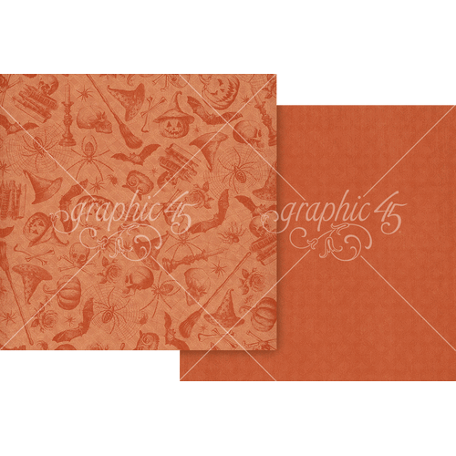 Graphic 45 - Ghostly Greetings - Pumpkin Orange Pattern & Solid Sheet
