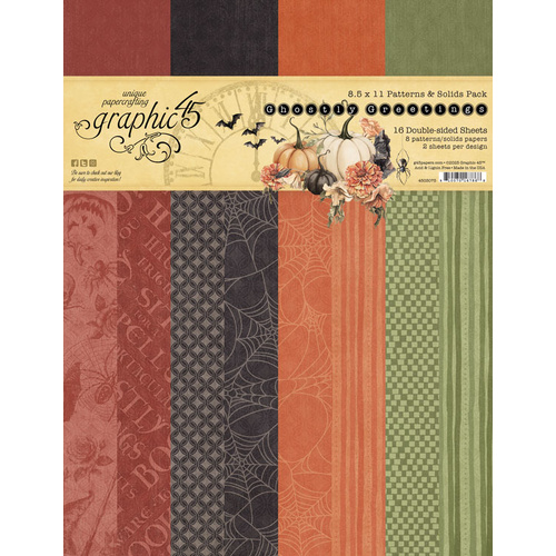 Graphic 45 - Ghostly Greetings - 8.5x11 Patterns & Solids Pack