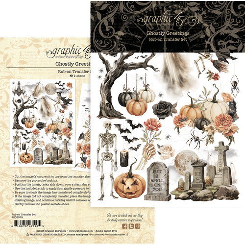 Graphic 45 - Ghostly Greetings - Rub-On Transfers