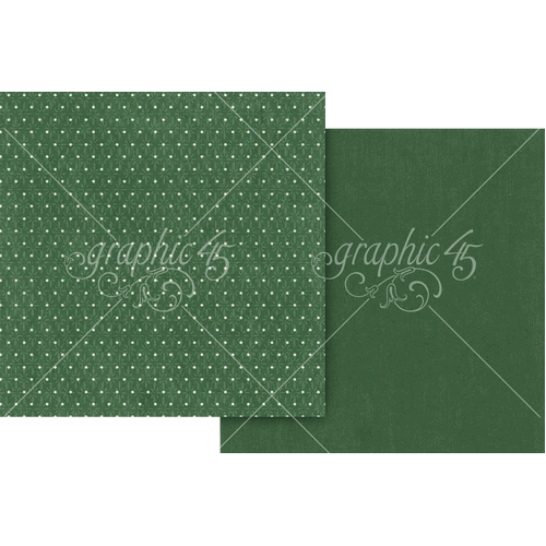 Graphic 45 - Deck the Halls - Holly Green Pattern & Solid Sheet