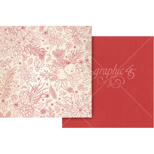 Graphic 45 - Deck the Halls - Poinsettia Red Pattern & Solid Sheet