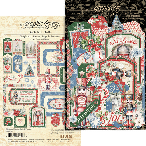 Graphic 45 - Deck the Halls - Chipboard Tags & Frames