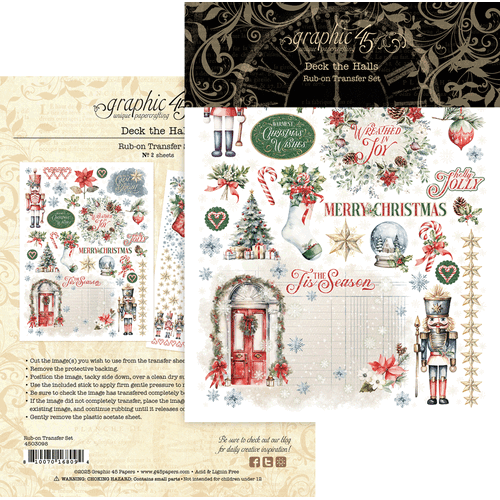 Graphic 45 - Deck the Halls - Rub-On Transfers