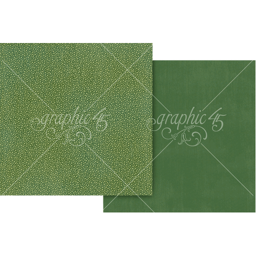 Graphic 45 - Wonder of Oz - Emerald Green Pattern & Solid Sheet