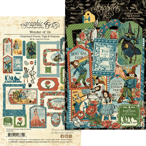 Graphic 45 - Wonder of Oz - Chipboard Tags & Frames