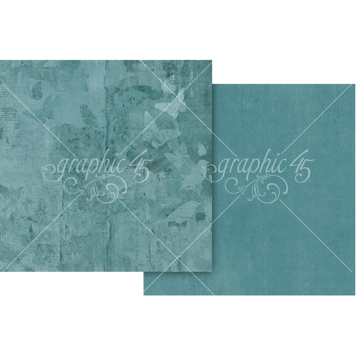 Graphic 45 - Journaling Through Time - Bluebird Blue Pattern & Solid Sheet