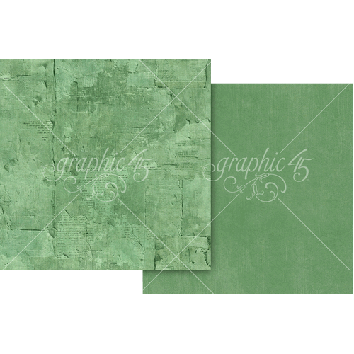 Graphic 45 - Journaling Through Time - Leaf Green Pattern & Solid Sheet