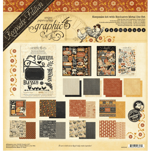 Graphic 45 - Farmhouse — Keepsake Kit with Exclusive Metal Die-Set